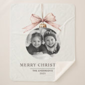 「写真パーソナライズされたギフトでクリスマスを楽しむ シェルパブランケット (正面)