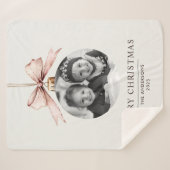 「写真パーソナライズされたギフトでクリスマスを楽しむ シェルパブランケット (正面(横))