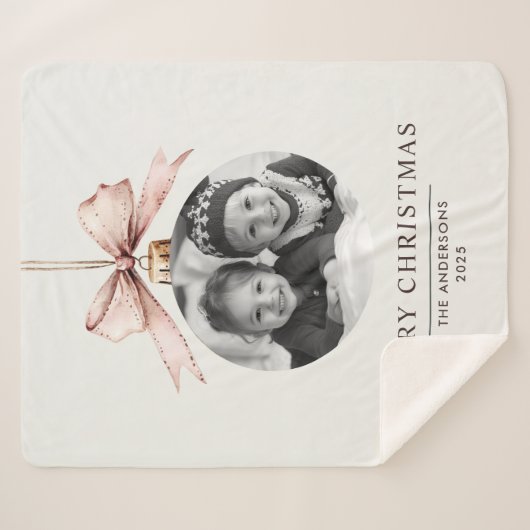 「写真パーソナライズされたギフトでクリスマスを楽しむ シェルパブランケット (正面(横))