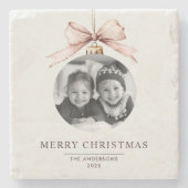 「写真パーソナライズされたギフトでクリスマスを楽しむ ストーンコースター (正面)