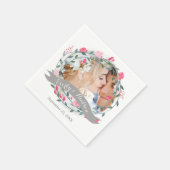 写真パーソナライズされたクオーツピンクのフォレ結婚スト スタンダードカクテルナプキン (角)