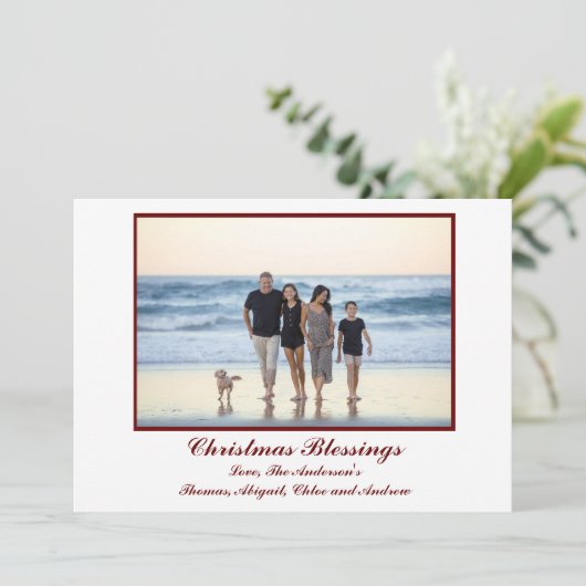 写真パーソナライズされたクリスマスカード赤 (スタンド正面)