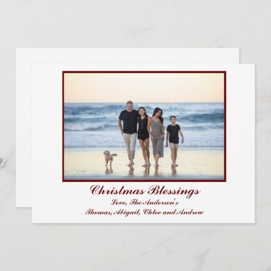 写真パーソナライズされたクリスマスカード赤 (正面/裏面)