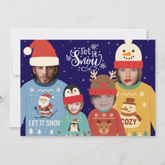 写真パーソナライズされたクリスマスファミリー シーズンカード (正面)