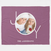 写真パーソナライズされたクリスマスホリデーパープル フリースブランケット (正面(横))