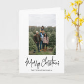 写真パーソナライズされたクリスマスミニマル休暇 カード (黄色い花)