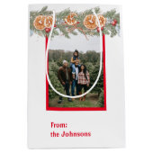 写真パーソナライズされたクリスマスモノグラムパイン ミディアムペーパーバッグ (正面)