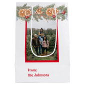 写真パーソナライズされたクリスマスモノグラムパイン ミディアムペーパーバッグ (裏面)