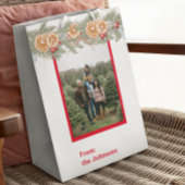 写真パーソナライズされたクリスマスモノグラムパイン ミディアムペーパーバッグ