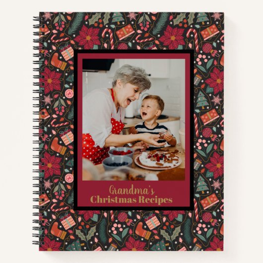 写真パーソナライズされたクリスマスレシピの本と ノートブック (正面)