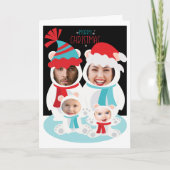 写真パーソナライズされたクリスマス極熊の家族 カード (正面)