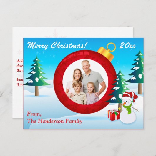 写真パーソナライズされたクリスマス飾りポストカード5 シーズンポストカード (正面/裏面)