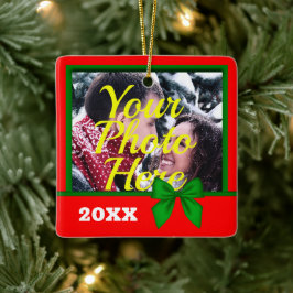 写真パーソナライズされたクリスマス セラミックオーナメント