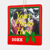 写真パーソナライズされたクリスマス セラミックオーナメント (左)