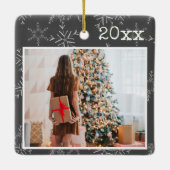 写真パーソナライズされたクリスマス セラミックオーナメント (裏面)