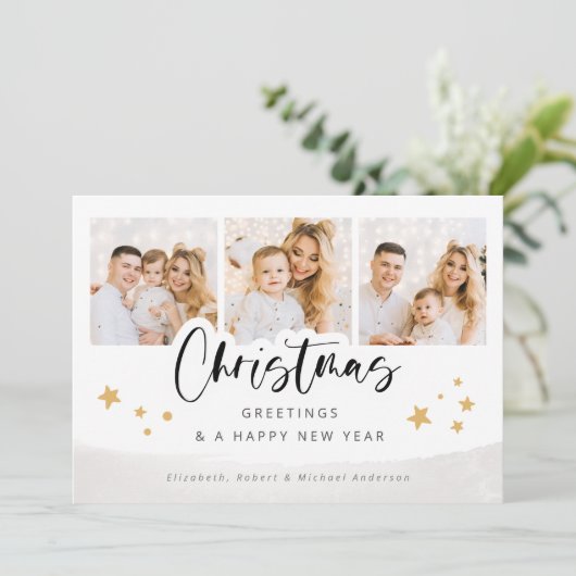 写真パーソナライズされたクリスマス・ホリデー・グリーティング カード (スタンド正面)
