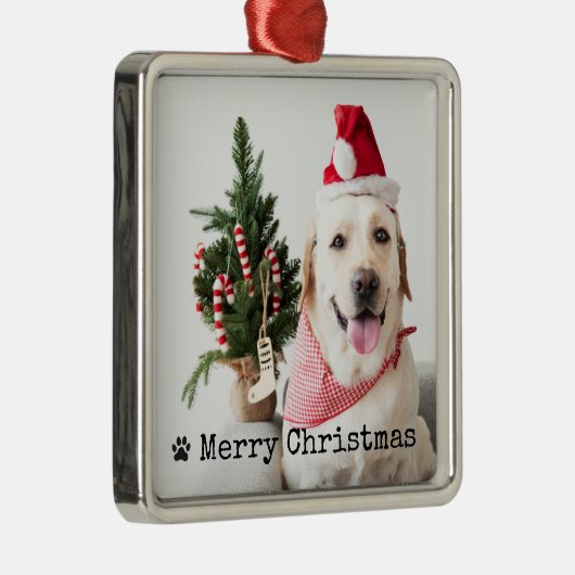 写真パーソナライズされたクリスマス メタルオーナメント (右)