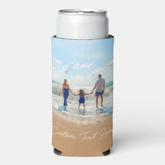 写真パーソナライズされたクーラーボックスとカスタム文字 スリム缶クーラー (Seltzer正面)