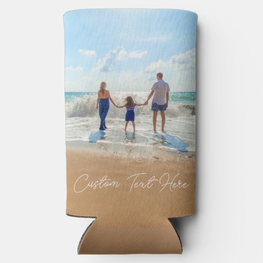 写真パーソナライズされたクーラーボックスとカスタム文字 スリム缶クーラー (裏面)