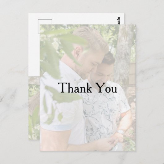 写真パーソナライズされたゲイ結婚の感謝はがき ポストカード (正面/裏面)