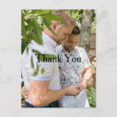 写真パーソナライズされたゲイ結婚の感謝はがき ポストカード (正面)
