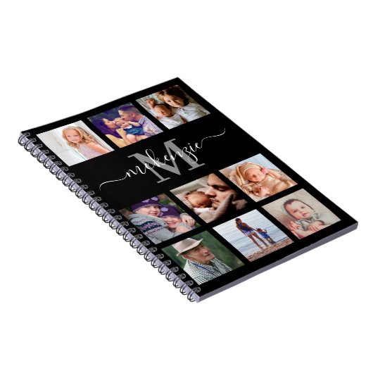 写真パーソナライズされたコラージモノグラム名 ノートブック (右側)