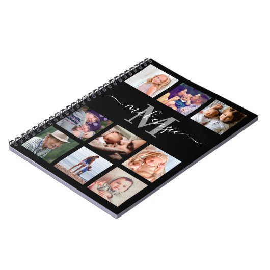 写真パーソナライズされたコラージモノグラム名 ノートブック (左側)