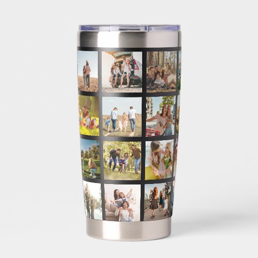 写真パーソナライズされたコラージモノグラム 保温保冷タンブラー (正面)