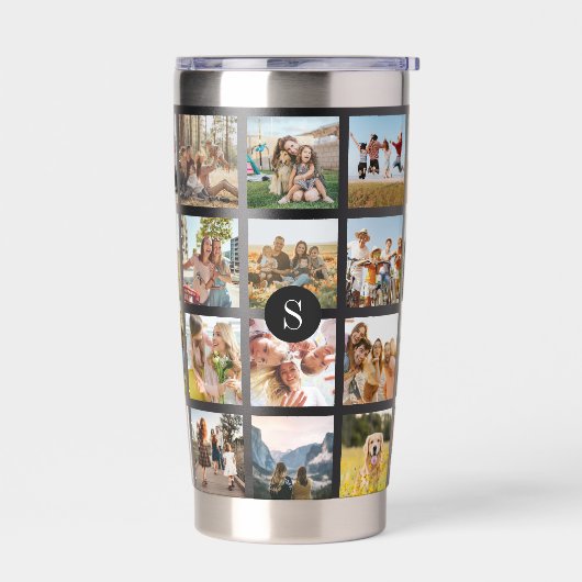 写真パーソナライズされたコラージモノグラム 保温保冷タンブラー (左面)