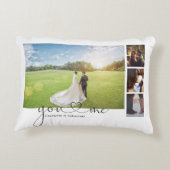 写真パーソナライズされたコラージュあなたと私のハート アクセントクッション (裏面)