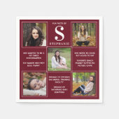 写真パーソナライズされたコラージュおもしろいファクト卒業 スタンダードカクテルナプキン (正面)