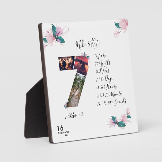 写真パーソナライズされたコラージュで記念日を祝う フォトプラーク (正面)