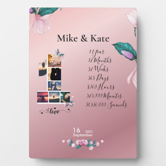 写真パーソナライズされたコラージュで記念日を祝う フォトプラーク (正面)