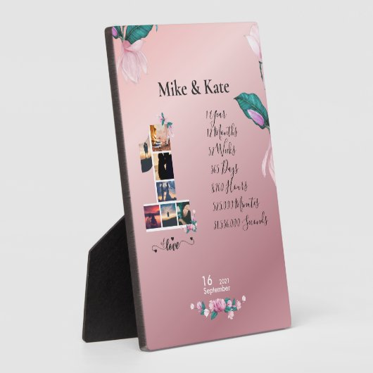 写真パーソナライズされたコラージュで記念日を祝う フォトプラーク (側面)