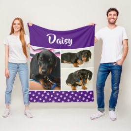 写真パーソナライズされたコラージュのペット犬の名前 フリースブランケット