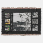 写真パーソナライズされたコラージュの名前(黒) スローブランケット (正面)
