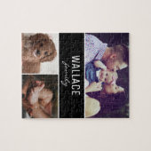 写真パーソナライズされたコラージュの家族の名前カスタム ジグソーパズル (横)