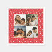 写真パーソナライズされたコラージュハートのパターン赤 スタンダードカクテルナプキン (正面)