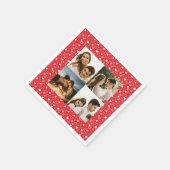 写真パーソナライズされたコラージュハートのパターン赤 スタンダードカクテルナプキン (角)