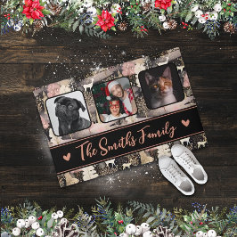 写真パーソナライズされたコラージュモダンクリスマス ドアマット