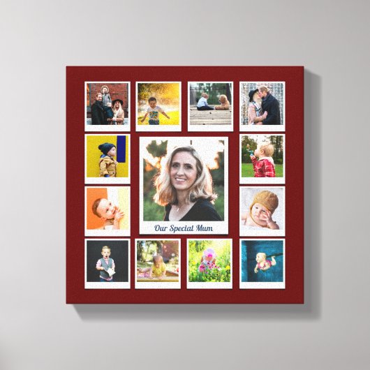 写真パーソナライズされたコラージュモダンファミリー記念 キャンバスプリント (正面)