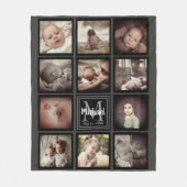 写真パーソナライズされたコラージュモノグラムのイニシャル フリースブランケット (正面)