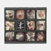 写真パーソナライズされたコラージュモノグラムのイニシャル フリースブランケット (正面(横))