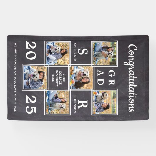 写真パーソナライズされたコラージュ卒業生 横断幕 (横)