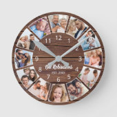 写真パーソナライズされたコラージュ天然木科 ラウンド壁時計 (正面)