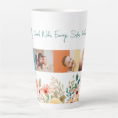 写真パーソナライズされたコラージュ奈々おばあちゃんの庭 カフェラテマグ (正面)