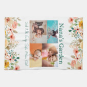 写真パーソナライズされたコラージュ奈々おばあちゃんの庭 キッチンタオル (横)