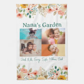 写真パーソナライズされたコラージュ奈々おばあちゃんの庭 キッチンタオル (縦)