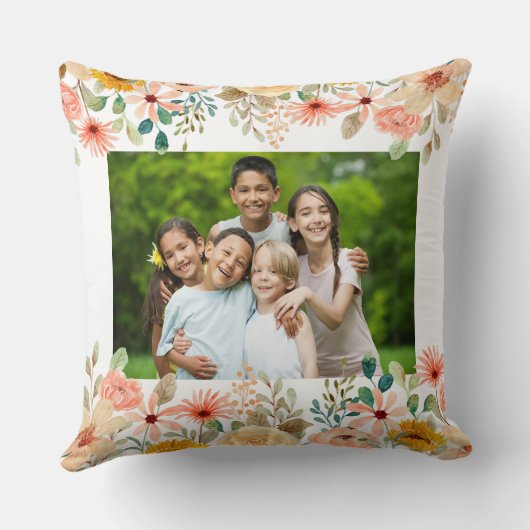 写真パーソナライズされたコラージュ奈々おばあちゃんの庭 クッション (裏面)