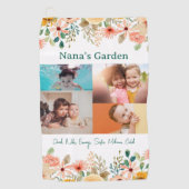 写真パーソナライズされたコラージュ奈々おばあちゃんの庭 ゴルフタオル (正面)